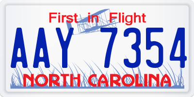 NC license plate AAY7354