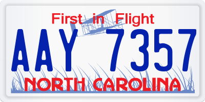 NC license plate AAY7357