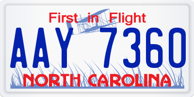 NC license plate AAY7360