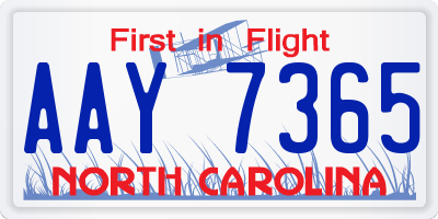 NC license plate AAY7365
