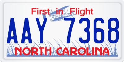 NC license plate AAY7368