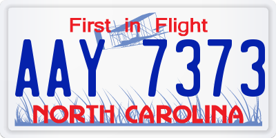 NC license plate AAY7373