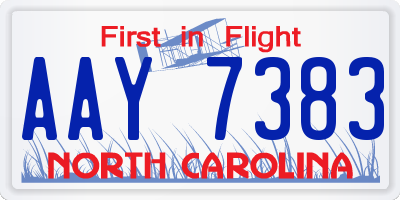 NC license plate AAY7383