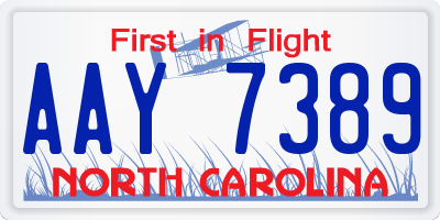 NC license plate AAY7389