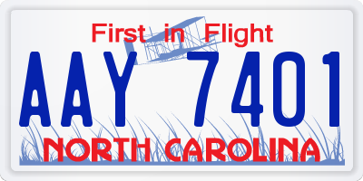 NC license plate AAY7401