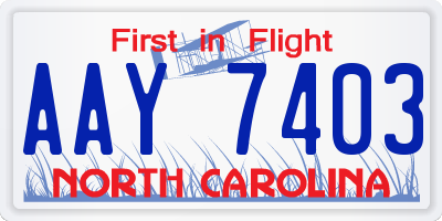 NC license plate AAY7403