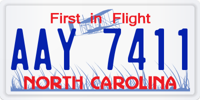 NC license plate AAY7411