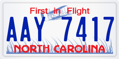NC license plate AAY7417