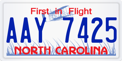NC license plate AAY7425