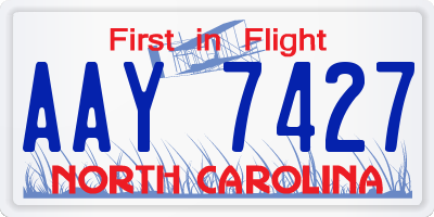 NC license plate AAY7427
