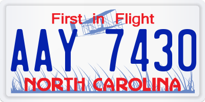 NC license plate AAY7430