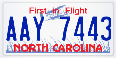 NC license plate AAY7443