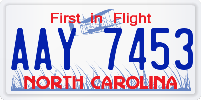 NC license plate AAY7453