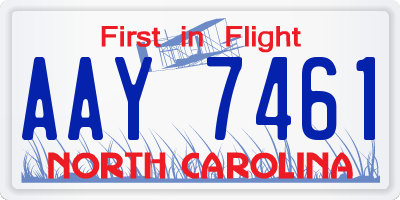 NC license plate AAY7461