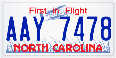 NC license plate AAY7478