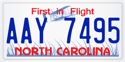 NC license plate AAY7495