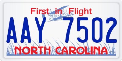 NC license plate AAY7502