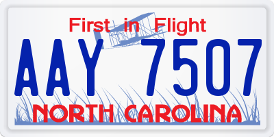 NC license plate AAY7507