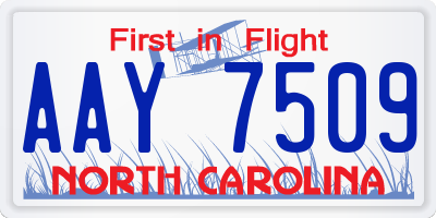 NC license plate AAY7509