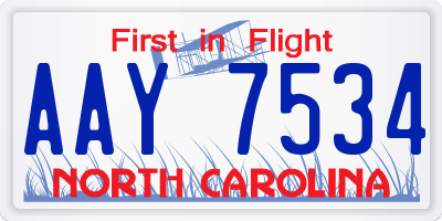 NC license plate AAY7534