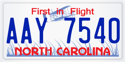 NC license plate AAY7540