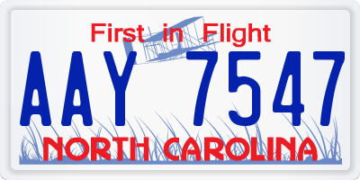 NC license plate AAY7547