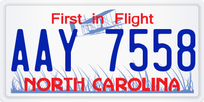 NC license plate AAY7558