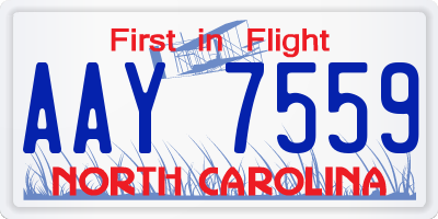NC license plate AAY7559