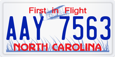 NC license plate AAY7563
