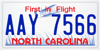 NC license plate AAY7566