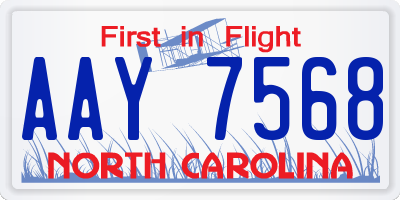 NC license plate AAY7568