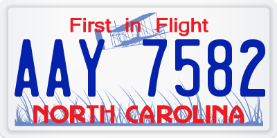 NC license plate AAY7582