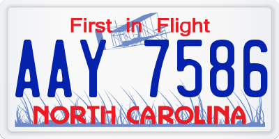 NC license plate AAY7586