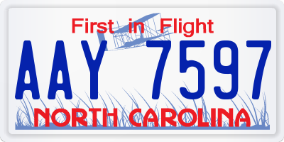 NC license plate AAY7597