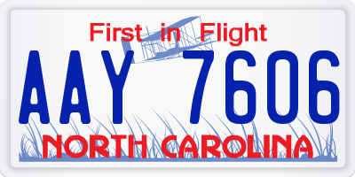NC license plate AAY7606