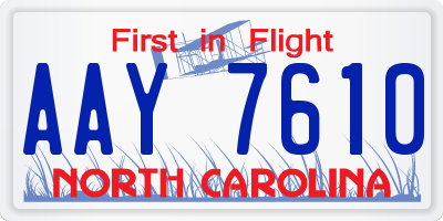 NC license plate AAY7610