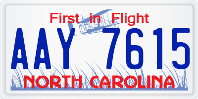NC license plate AAY7615
