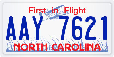 NC license plate AAY7621