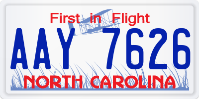 NC license plate AAY7626