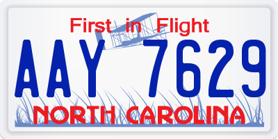 NC license plate AAY7629