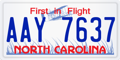 NC license plate AAY7637