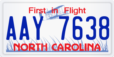 NC license plate AAY7638