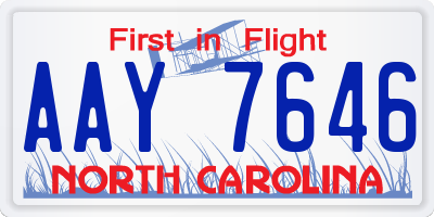 NC license plate AAY7646