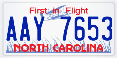 NC license plate AAY7653