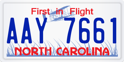 NC license plate AAY7661