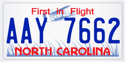 NC license plate AAY7662