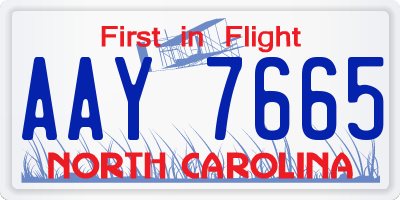 NC license plate AAY7665