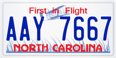 NC license plate AAY7667