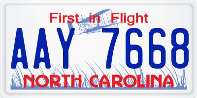 NC license plate AAY7668