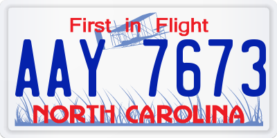 NC license plate AAY7673